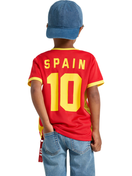 Lindex Kids' Spain V-Neck T-Shirt, Red - view 2, Red