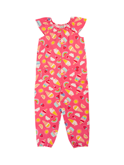 Frugi Kids' Dory Frill Sleeve Playsuit, Happy Sprinkles, Happy Sprinkles