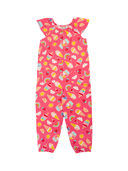Frugi Kids' Dory Frill Sleeve Playsuit, Happy Sprinkles, Happy Sprinkles