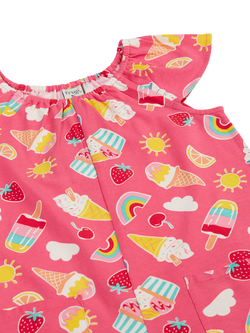 Frugi Kids' Dory Frill Sleeve Playsuit, Happy Sprinkles - view 2, Happy Sprinkles