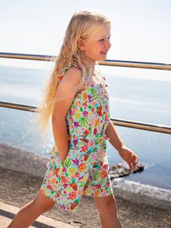 Frugi Kids' Laurel Short Playsuit, Mermaid Garden - view 2, Mermaid Garden