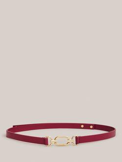 Hobbs Cecelia Chain Buckle Pure Leather Belt, Beetroot Pink