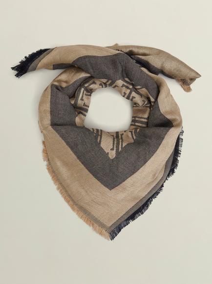 Hobbs Mora Insignia Print Scarf, Black/Camel, Black/Camel