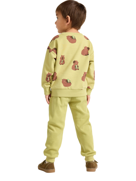 Lindex Baby Knee Patch Joggers, Green/Brown - view 2, Green/Brown