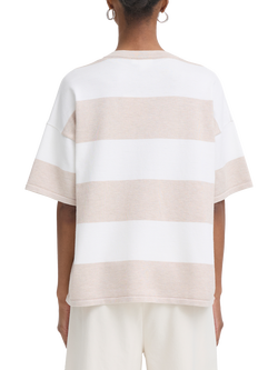 ICHI Luls Stripe Loose Fit Knit Top, Oatmeal/White - view 2, Oatmeal/White