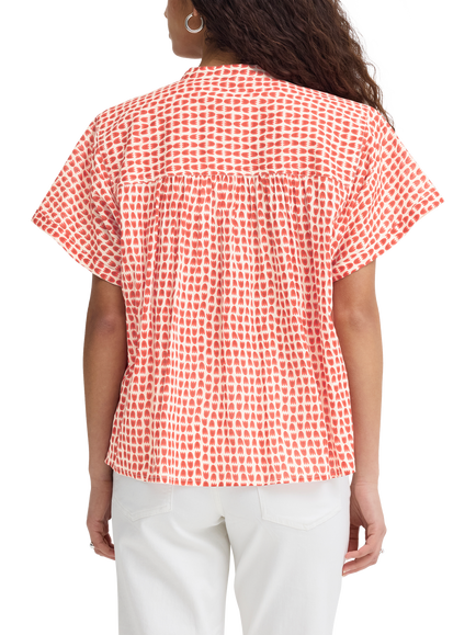 ICHI Lumma Mandarin Collar Floral Shirt, Fiery Red Tulip - view 2, Fiery Red Tulip