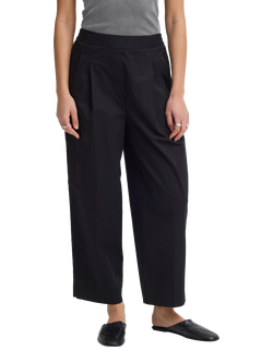 ICHI Funi High Rise Pleated Wide Leg Trousers, Black
