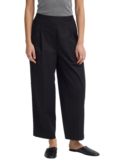 ICHI Funi High Rise Pleated Wide Leg Trousers, Black