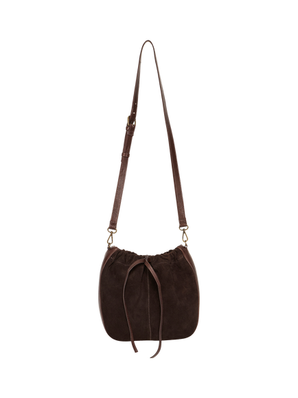 ICHI Annabell Pure Leather Drawstring Bag, Chicory Coffee, Chicory Coffee