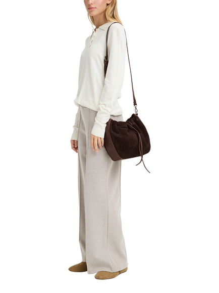 ICHI Annabell Pure Leather Drawstring Bag, Chicory Coffee - view 2, Chicory Coffee
