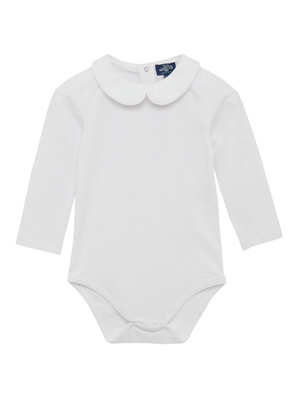 Trotters Kids' Milo Long Sleeved Peter Pan Bodysuit, White, White
