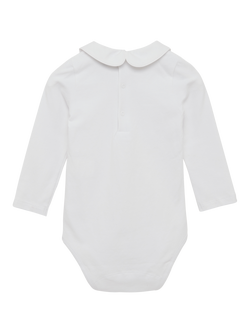 Trotters Kids' Milo Long Sleeved Peter Pan Bodysuit, White - view 2, White