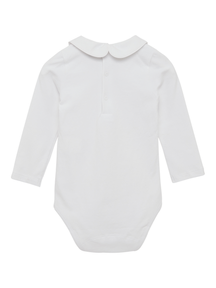 Trotters Kids' Milo Long Sleeved Peter Pan Bodysuit, White - view 2, White