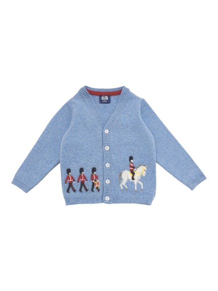 Trotters Baby Wool Blend Guardsman Cardigan, Blue Marl, Blue Marl