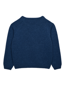Trotters Kids' Wool Blend Round Neck Jumper, Blue Marl - view 2, Blue Marl