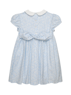 Trotters Kids' Catherine Smocked Peter Pan Dress, Blue Floral - view 2, Blue Floral