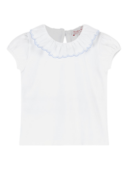 Trotters Kids' Isabella Willow Collar Short Sleeve Top, W/Blue, W/Blue