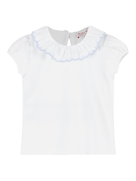 Trotters Kids' Isabella Willow Collar Short Sleeve Top, W/Blue, W/Blue