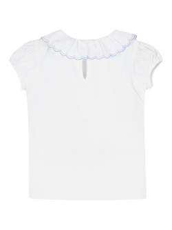 Trotters Kids' Isabella Willow Collar Short Sleeve Top, W/Blue - view 2, W/Blue