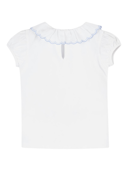 Trotters Kids' Isabella Willow Collar Short Sleeve Top, W/Blue - view 2, W/Blue