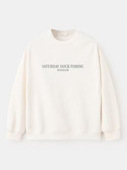 Mango Kids' Cotton Blend Graphic Sweatshirt, Off White, Off White