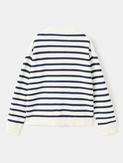 Mango Kids' Cotton Classic Stripe Crew Neck Jumper, Off White - view 2, Off White