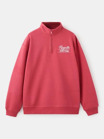 Mango Kids' Cotton Blend Quarter-Zip Sweatshirt, Red, Red