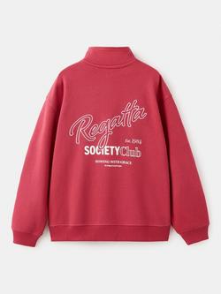 Mango Kids' Cotton Blend Quarter-Zip Sweatshirt, Red - view 2, Red