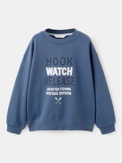 Mango Kids' Cotton Blend Graphic Sweatshirt, Blue, Blue