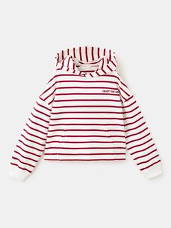 Mango Kids' Cotton Striped Hoodie, Red, Red