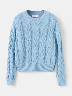 Mango Kids' Cable Knit Jumper, Sky Blue, Sky Blue