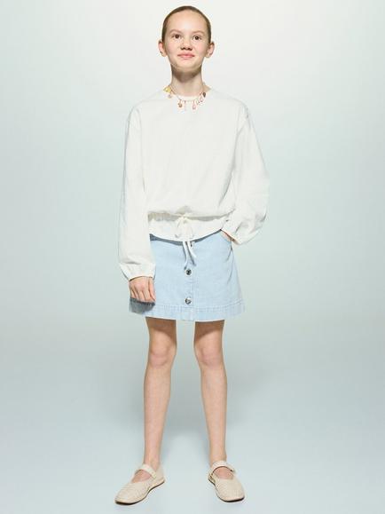 Mango Kids' Denim Skirt, Light Blue, Light Blue