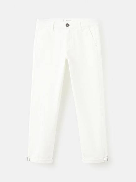 Mango Kids' Piccolo Cotton Blend Chino Trousers, White, White
