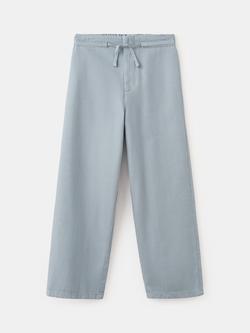 Mango Kids' Mid-Rise Wide Leg Drawstring Trousers, Blue, Blue