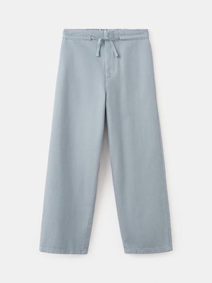 Mango Kids' Mid-Rise Wide Leg Drawstring Trousers, Blue, Blue