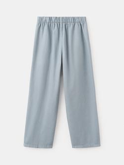 Mango Kids' Mid-Rise Wide Leg Drawstring Trousers, Blue - view 2, Blue