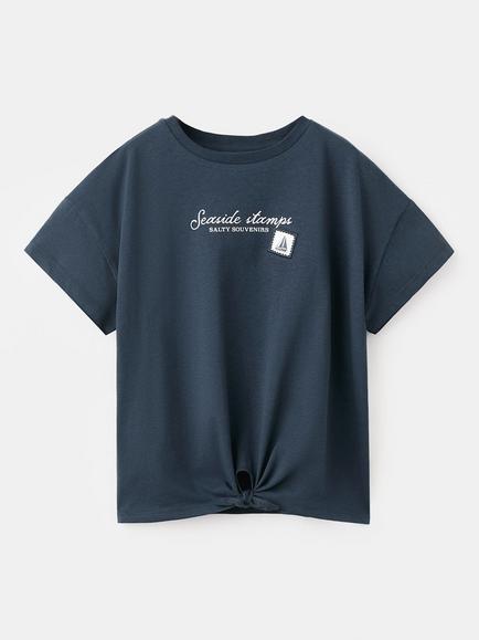 Mango Kids' Knotted T-Shirt, Navy, Navy