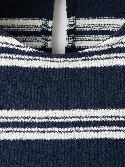 Mango Kids' Striped T-Shirt, Navy - view 2, Navy