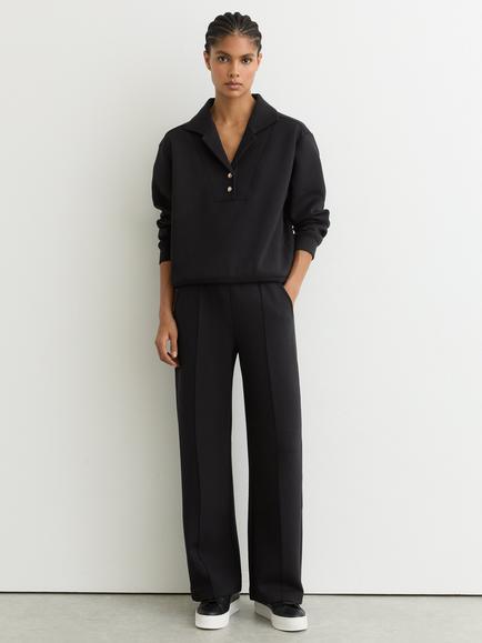 Reiss Bella Wide Leg Trousers, Black, Black