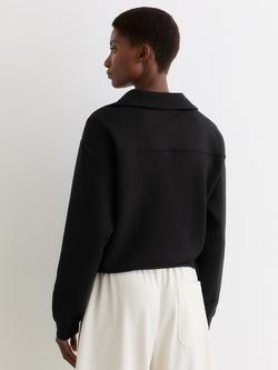 Reiss Bella Shawl V-Neck Top, Black - view 2, Black