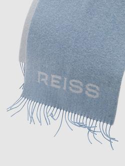 Reiss Picton Wool Blend Scarf, Blue - view 2, Blue