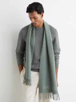 Reiss Picton Wool Blend Scarf, Sage - view 2, Sage