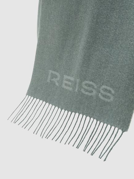 Reiss Picton Wool Blend Scarf, Sage - view 2, Sage