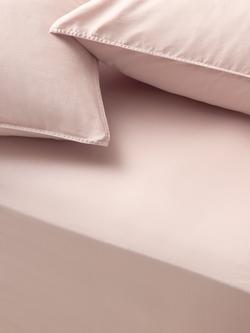 John Lewis Washed Organic Cotton Fitted Sheet, Plaster Pink