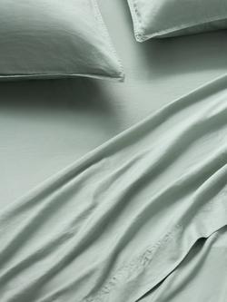 John Lewis Washed Organic Cotton Flat Sheet, Sage
