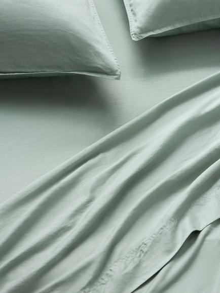 John Lewis Washed Organic Cotton Flat Sheet, Sage
