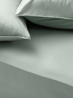 John Lewis Washed Organic Cotton Deep Fitted Sheet, Sage
