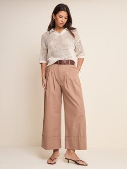 Nobody's Child Mesh Knit Open Polo Collar Top, Cream - view 2, Cream