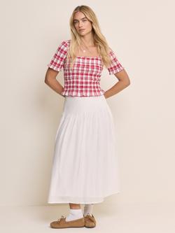Nobody's Child Cocoa Tartan Check Ruffle Hem Top, Red, Red