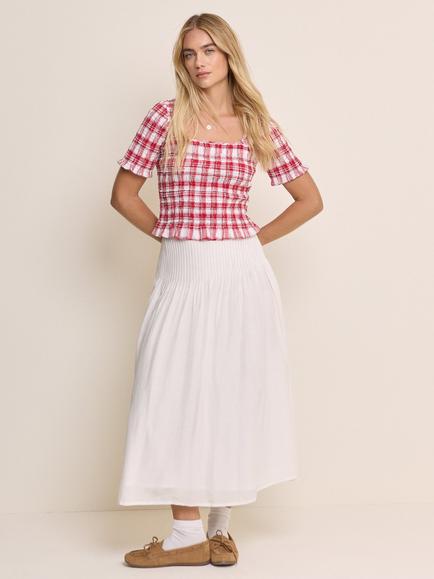 Nobody's Child Cocoa Tartan Check Ruffle Hem Top, Red, Red